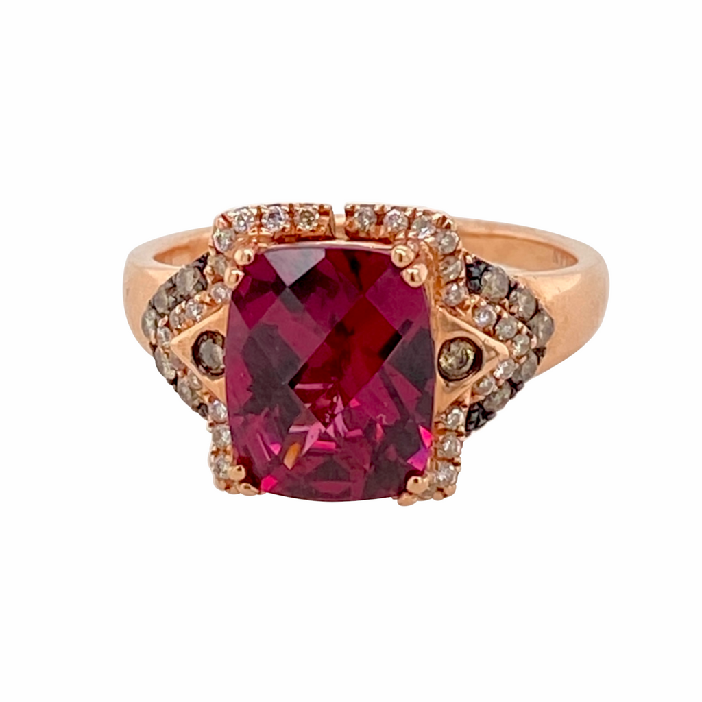 LeVian 14K Rose Gold and Rhodolite Garnet and Diamond Ring