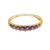 Antique 14K gold amethyst bangle showing prong‑set purple gemstones and safety chain