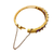 Antique gold bangle bracelet with engraved panels and row of amethyst gemstones