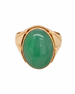 14K Gold Chrysoprase Men's or Women's Ring face view