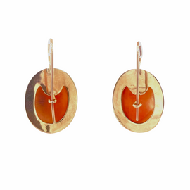 14K Gold Victorian Style Vintage Cameo Pierced Earrings pair view of backs