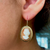 14K Gold Victorian Style Vintage Cameo Pierced Earrings view on model