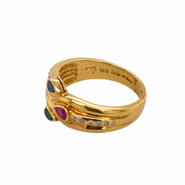 18K Gold Diamond, Ruby, Sapphire & Emerald Ring By Levian side view