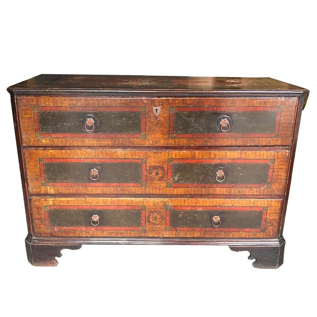 18th C. Continental Faux Painted Chest of Drawers