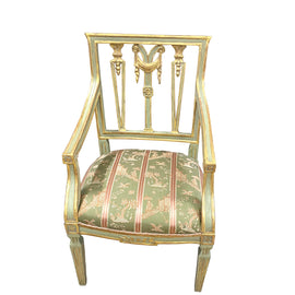 18th Century Italian Gilt & Painted Armchair