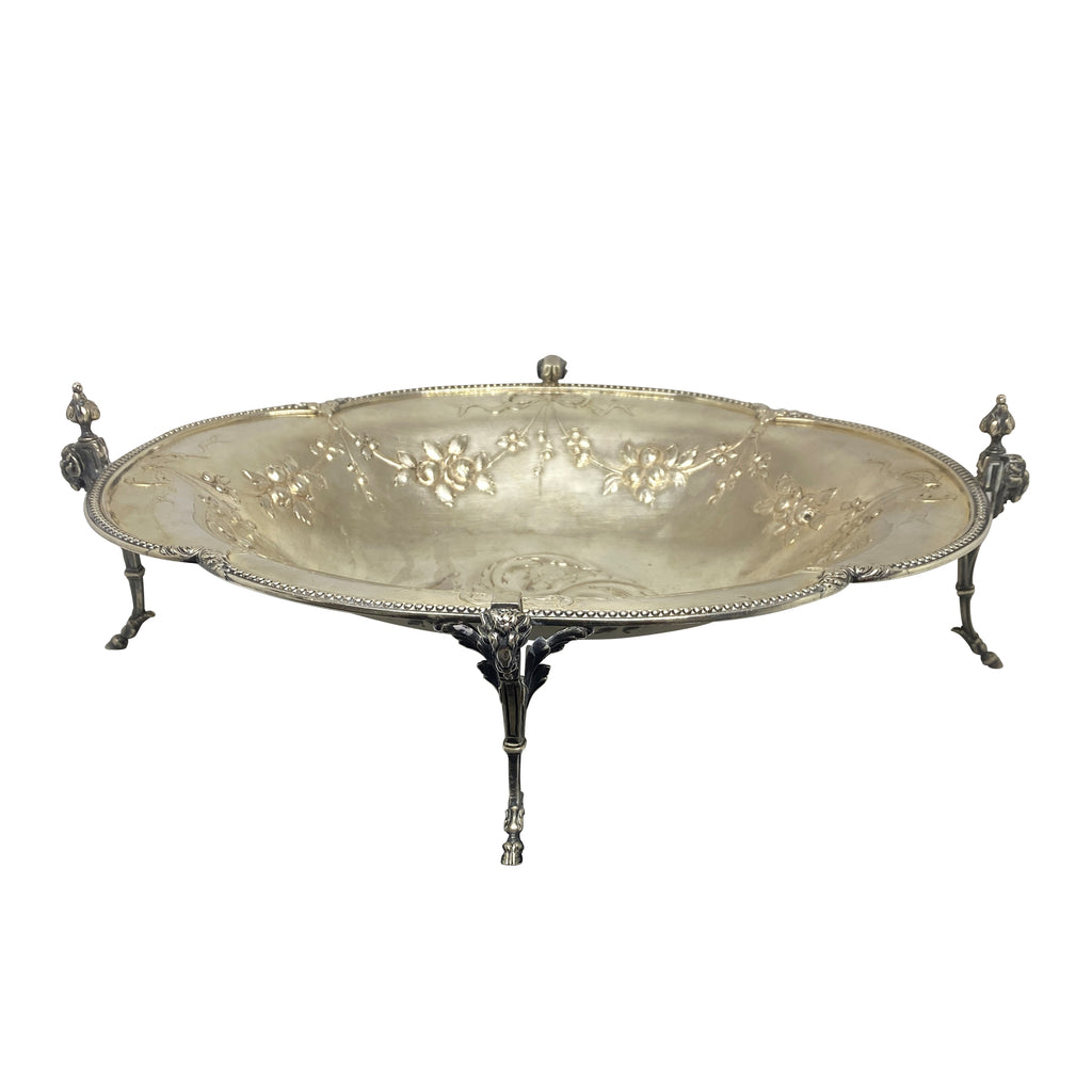 19th C. Continental Silver Footed Oval Lobed Center Bowl