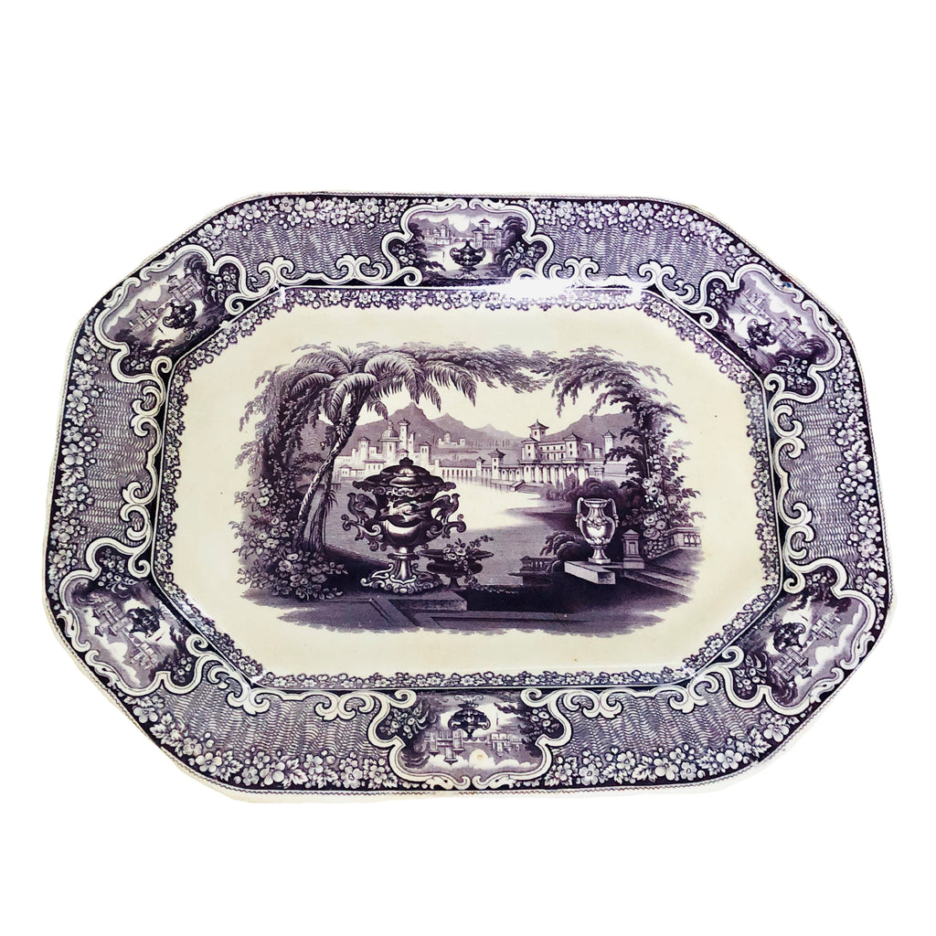 19th C. English Staffordshire Octagonal Platter Full