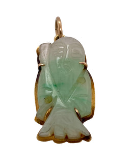 19th C Chinese Carved Lohan Figure, in Carved Lavender & Green Jadeite front