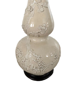 19th Century Chinese Blanc De Chine Porcelain Double Gourd Lamp