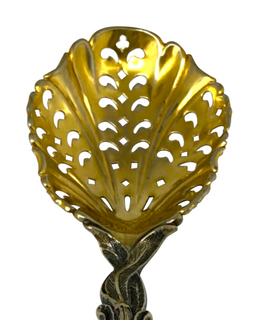 19th Century Continental Silver Lear Brance Fancy Spoon closeup of spoon