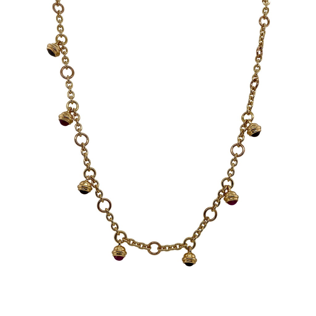 Etruscan Style 18K gold Necklace With Alternating Ball Drops