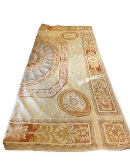 Large Vintage Center Medallion Woven Aubusson Carpet