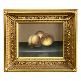 American Still Life Pastel on Paper, Still Life of Peaches 19th Century in frame