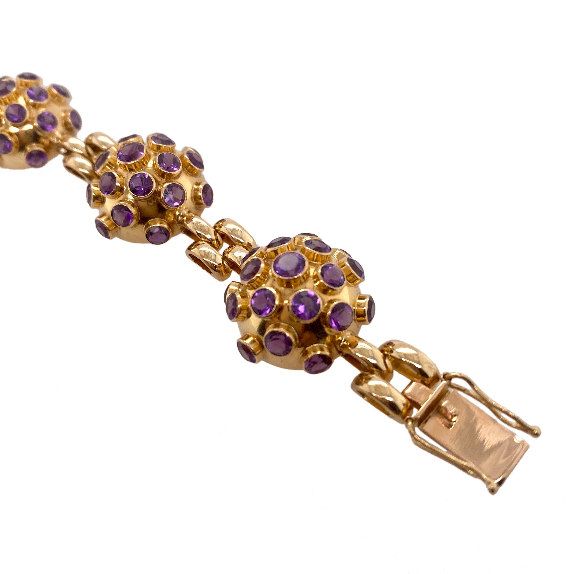 H Stern Style Vintage 18K Gold & Amethyst Sputnik Bracelet