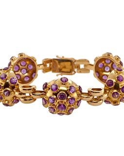 H Stern Style Vintage 18K Gold & Amethyst Sputnik Bracelet