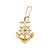 Pair 14K Gold Anchor Pierced French Wire Earrings With Diamond