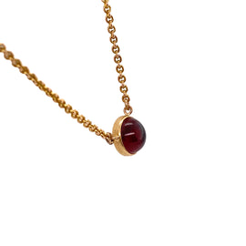 Antique 14K Gold Cabochon Garnet Pendant Necklace side view