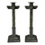 Antique Bronze Square Column Candlesticks pair