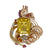 Monumental Retro 14K Rose Yellow Gold Citrine Ruby & Diamond Brooch Clip