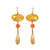 Art Nouveau Gold, Coral and Dangling Teardrop Repurposed Earrings full view of pair