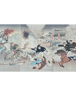 Sino- Japanese War Woodblock Print Signed Koto