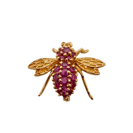 Vintage 14K Gold and Ruby Bee Brooch