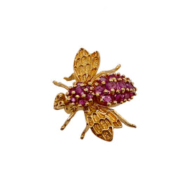 Vintage 14K Gold and Ruby Bee Brooch