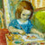 Boris Simon, Painting of Young Girl 'Petite Fille Dessinant' closeup