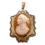 Victorian Carved Cameo Pendant 14K Gold and Enamel Frame