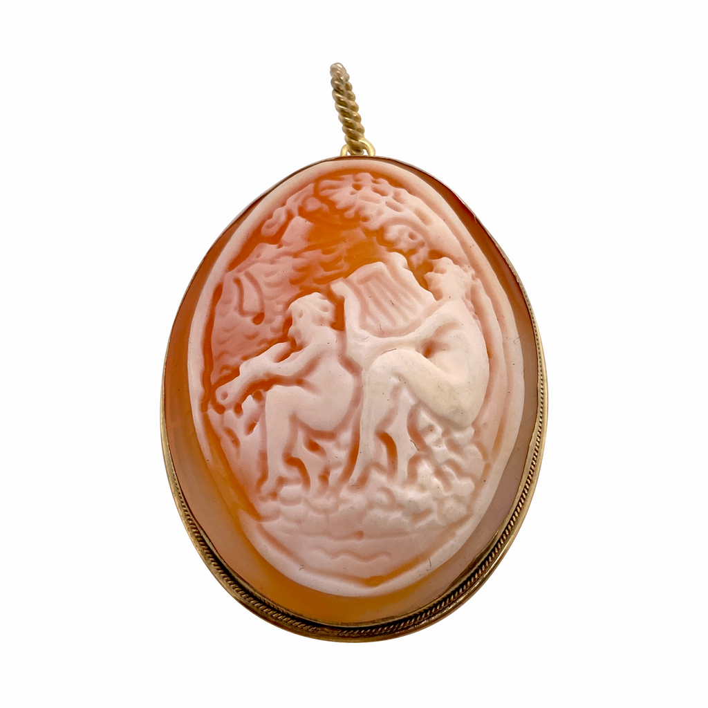 800 Gilt Silver Carved Figural Shell Cameo Pendant