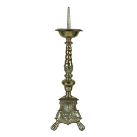 Dutch Baroque Style Brass Pricket Candlestick 19th Century