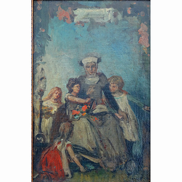 Carl Hoff Oil on Artist Board German 19th Century
