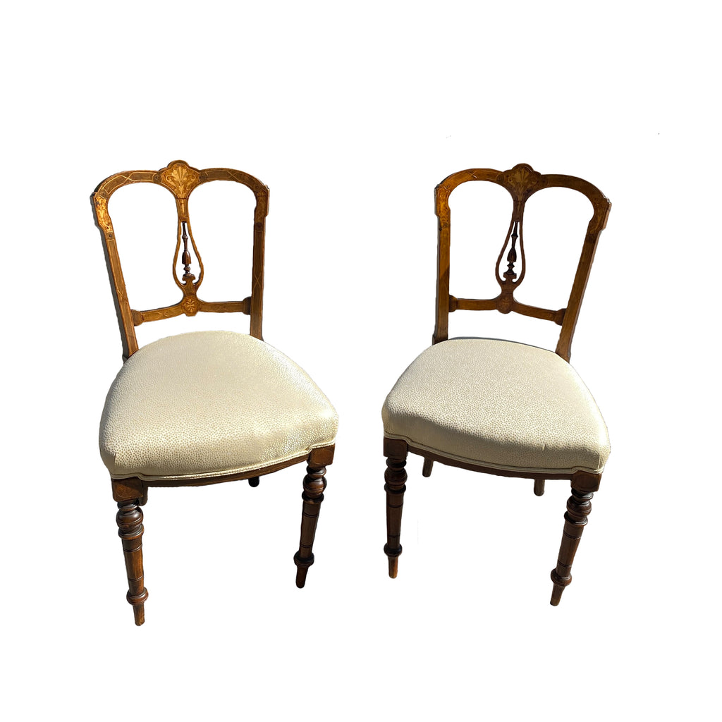 Pair of American Victorian Inlaid Occasional Side Chairs