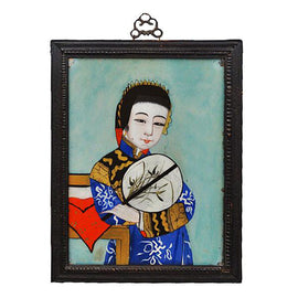 China Trade Reverse Portrait Painting On Glass in frame