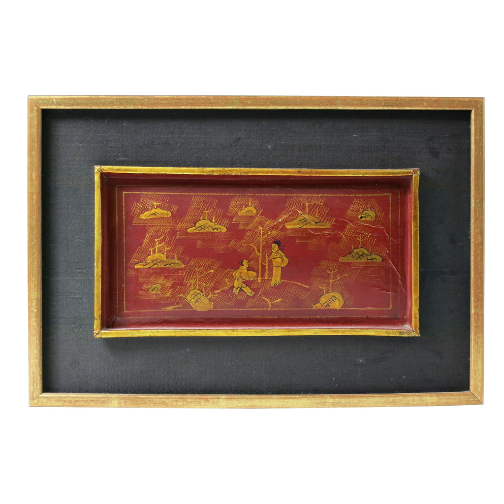 Chinese Gilt Painted Lacquer Pictorial Panel 19th Century front