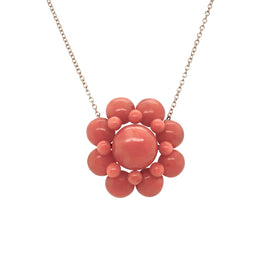 Victorian 14K Gold Coral Pendant Necklace