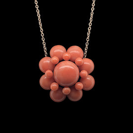 Victorian 14K Gold Coral Pendant Necklace