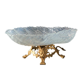 19th Century French Gilt Bronze And Opaline Glass Compote