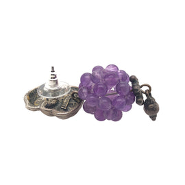 Sterling Silver and Amethyst Pierced Buddha Earrings