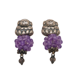 Sterling Silver and Amethyst Pierced Buddha Earrings