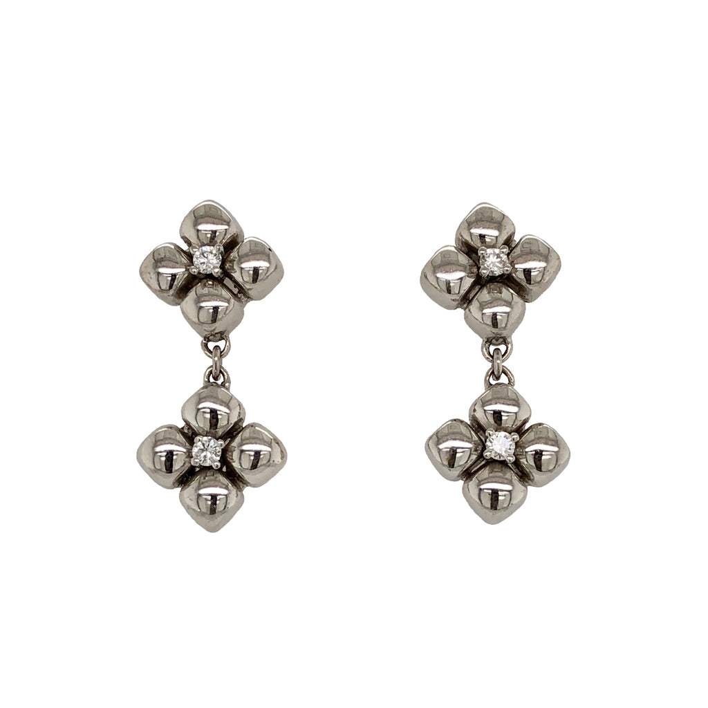 Marlene Stowe 18K White Gold Diamond Flower Drop Earrings