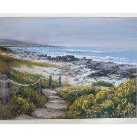 Elena Maza Seascape Pastel on Paper, “Pebble Beach” no frame