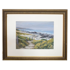 Elena Maza Seascape Pastel on Paper, “Pebble Beach” in Frame