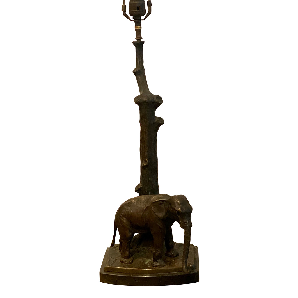 Bronze Elephant Lamp Signed Bauer Circa 1920