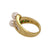 18K Gold Emerald, Diamond and Pearl Bypass Ring