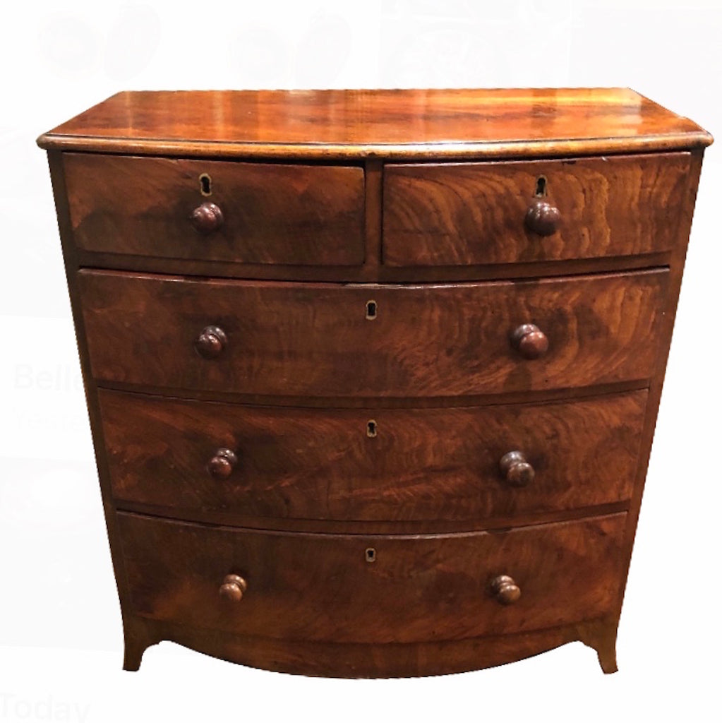 English George III Mahogany Miniature Bowfront Chest front