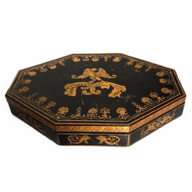 English Regency Octagonal Penwork Decorated Box sde