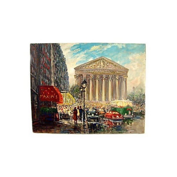 Eugene Pachaubes Paris Street Scene Oil On Canvas front
