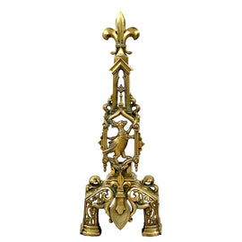 19th C. French Gothic Revival Brass Andirons