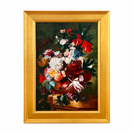 Continental Floral Still Life Painting 19th Century